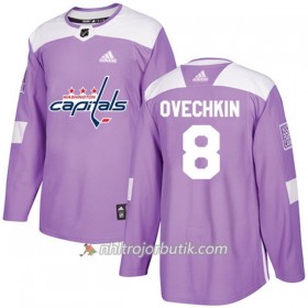 Män Ishockey Washington Capitals Tröja Alex Ovechkin 8 Adidas 2017-2018 Lila Fights Cancer Practice Authentic